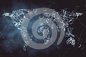 Creative glowing polygonal world map