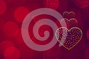 Creative golden hearts background for valentines day