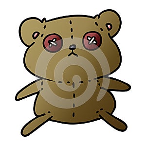 A creative gradient cartoon of a cute stiched up teddy bear