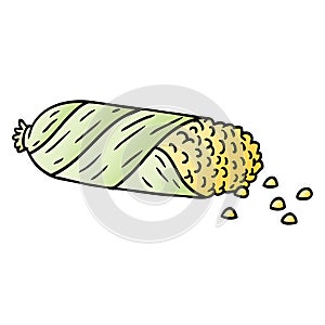 A creative gradient cartoon doodle of fresh corn on the cob