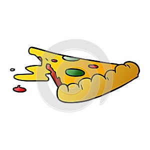 A creative gradient cartoon doodle of a slice of pizza