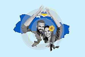Creative graphics template of black white effect people wife husband want make family in free country ukraine no war