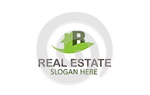 Creative Green Letter B Real Estate Logo Design Vector