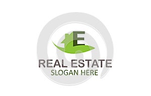 Creative Green Letter E Real Estate Logo Design Vector