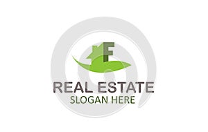 Creative Green Letter F Real Estate Logo Design Vector