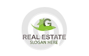 Creative Green Letter G Real Estate Logo Design Vector