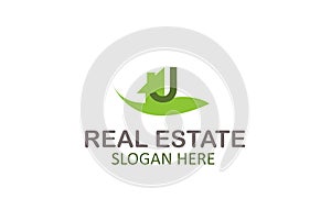 Creative Green Letter J Real Estate Logo Design Vector