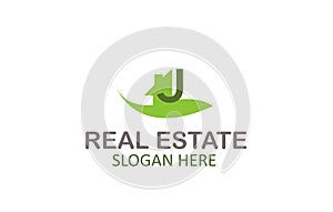 Creative Green Letter J Real Estate Logo Design Vector
