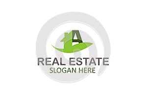 Creative Green Letter A Real Estate Logo Design Vector