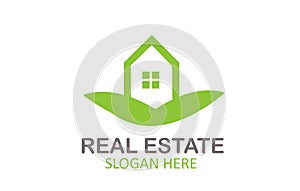 Creative Green Letter Real Estate Logo Design Vector