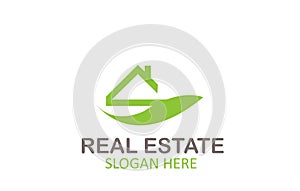 Creative Green Letter Real Estate Logo Design Vector