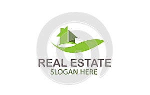 Creative Green Letter Real Estate Logo Design Vector