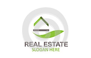 Creative Green Letter Real Estate Logo Design Vector