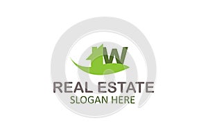 Creative Green Letter W Real Estate Logo Design Vector