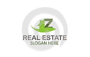 Creative Green Letter Z Real Estate Logo Design Vector