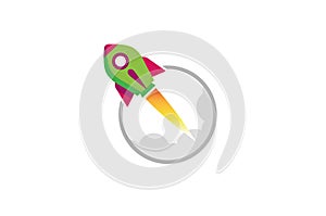 Creative Green Rocket Cloud Logo