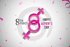 Creative greeting card design for International Women`s Day celebrations on Grey background