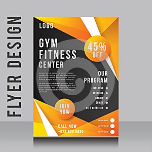 Creative GYM fitness center business brochure flyer design with vibrant colors template design illustration