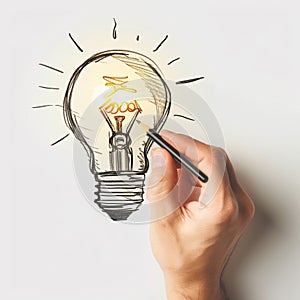 Creative Hand Drawing Light Bulb Idea Concept