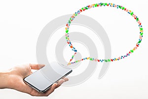 Creative hand gesture speech bubble