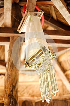 Creative hand made light chandelier decoration hanging from the ceiling