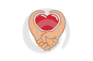 Creative Handshake Heart Inside Logo