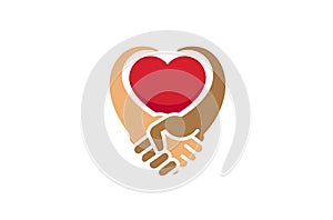 Creative Handshake Heart Inside Logo