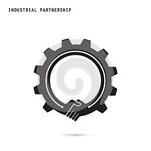 Creative handshake sign and industrial idea concept background,