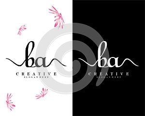 Creative handwriting ba, ab letter logo design vector