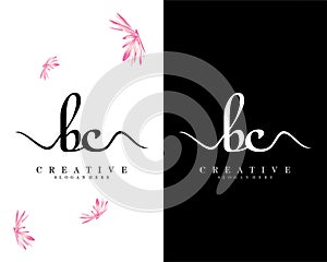 Creative handwriting bc, cb letter logo design vector