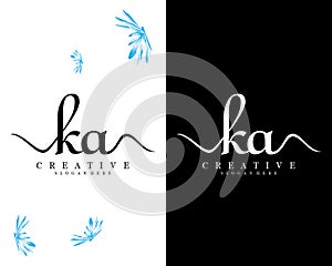 Creative handwriting ka, ak letter logo design template vector