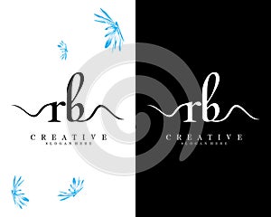 Creative handwriting letter rb, br logo design template vector