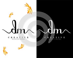 Creative handwriting letter dm, md logo Design vector