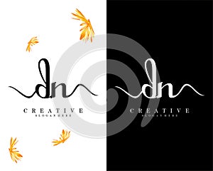 Creative handwriting letter dn, nd logo Design vector