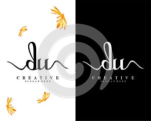 Creative handwriting letter du, ud logo Design vector