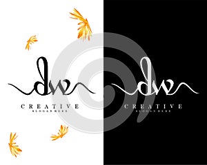 Creative handwriting letter dw, wd logo Design vector