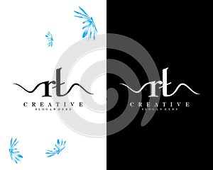 Creative handwriting letter rt, tr logo design template vecto