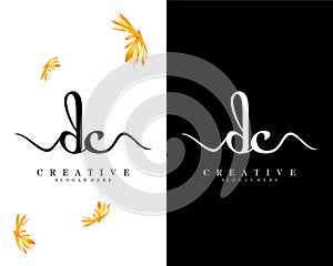 Creative handwriting letter dc, cd logo Design vector