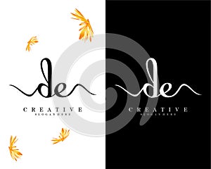 Creative handwriting letter de, ed logo Design vector