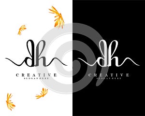 Creative handwriting letter dh, hd logo Design vector