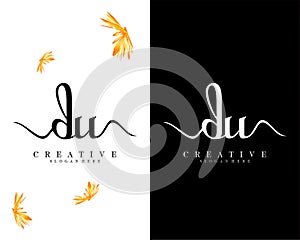 Creative handwriting letter du, ud logo Design vector photo