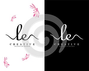 Creative Handwriting script letter le, el logo design vector