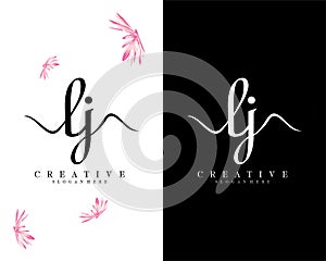 Creative Handwriting script letter lj, jl logo design vector