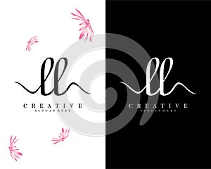 Creative Handwriting script letter ll, l logo design vector photo