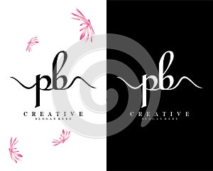 Creative Handwriting script letter pb, bp logo design vector