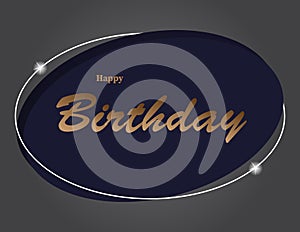 Creative happy birthday text design on 3d elliptical shape with shining star