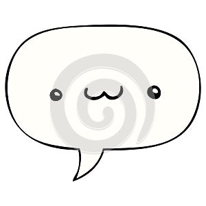 A creative happy cartoon expression and speech bubble
