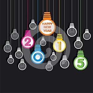 Creative happy new year 2015 bulb hang background