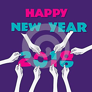 Creative happy new year 2018 poster design