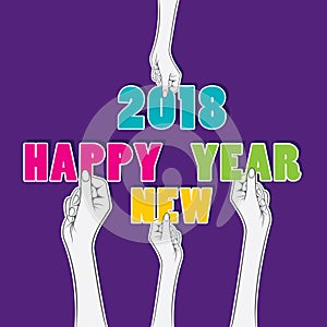 Creative happy new year 2018 poster design using brush